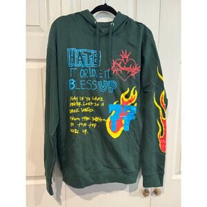 NWOT Rod Wave Hate it or Love it Bless Up Green Sweatshirt Hoodie size M
